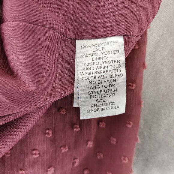 Umgee Dress Womens Large Crotched Lace Puff Sleeve Babydoll Mini Swiss Dot - Picture 6 of 10